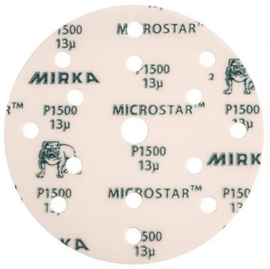 Шлифовальный материал на плёночной синтетической основе липучка MICROSTAR 150 мм 15 отверстий P2000 MIRKA FM61105095 ― MIRKA